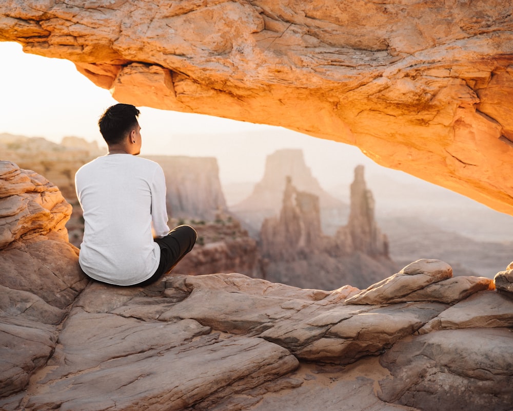 Man practicing stress management techniques