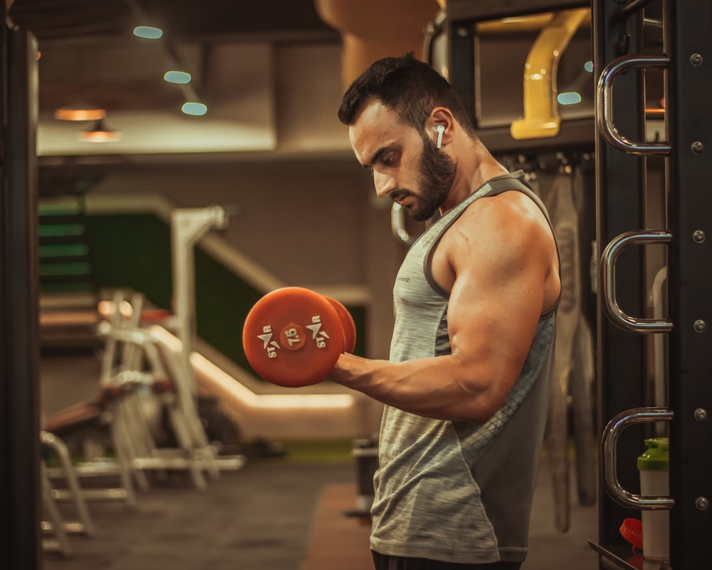 Man with focused breathing technique practice